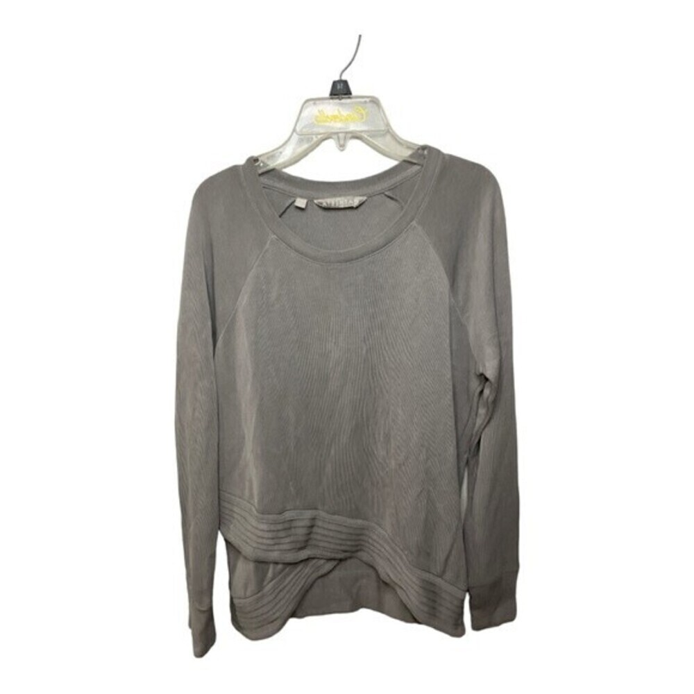 Athleta Shirt Top Gray Long Sleeve Criss Cross Hem Size XS